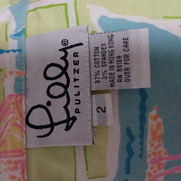 🏝VTG/RARE Lilly Pulitzer🏝 - "Via Lilly" Palm Beach Map Cropped Wrap Top - Picture 3 of 16